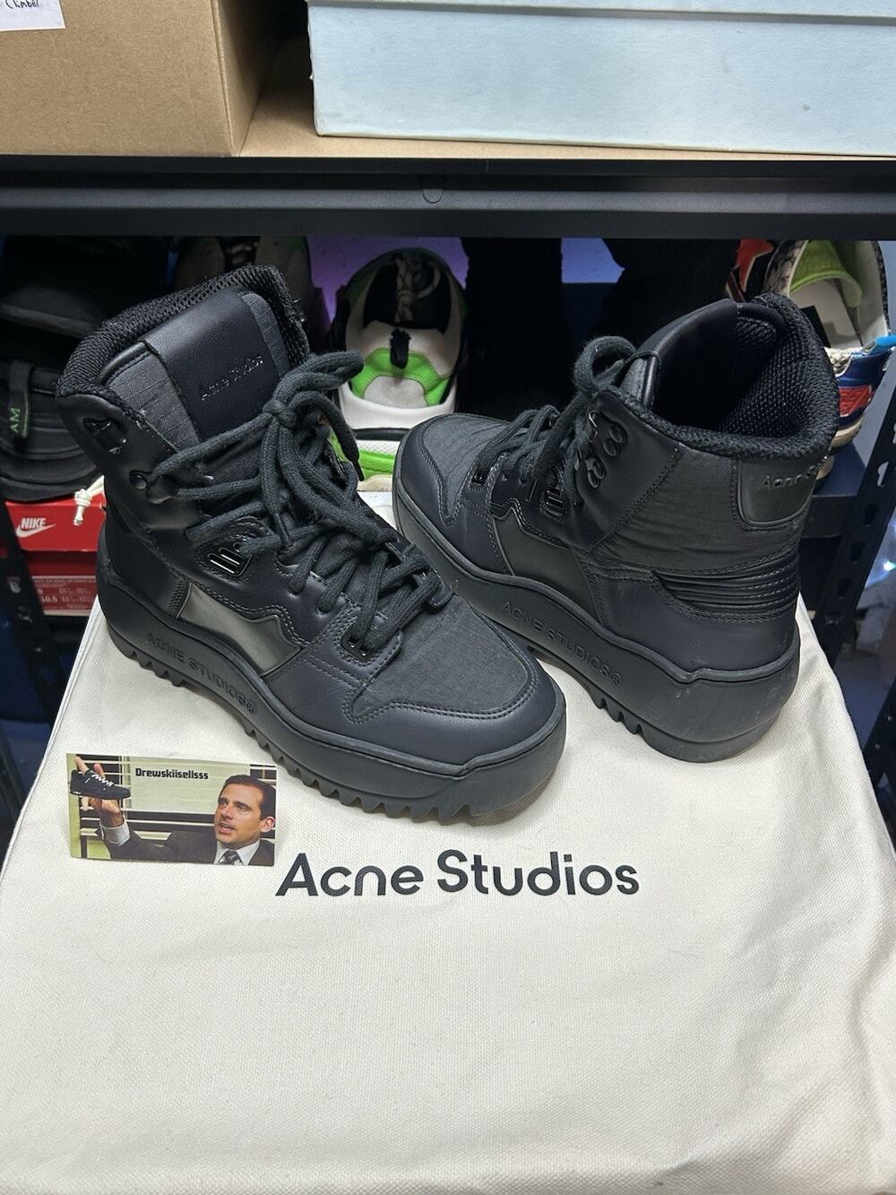 Acné Studios High Top Leather Black Boots Size 37 EU / 7 US Womens